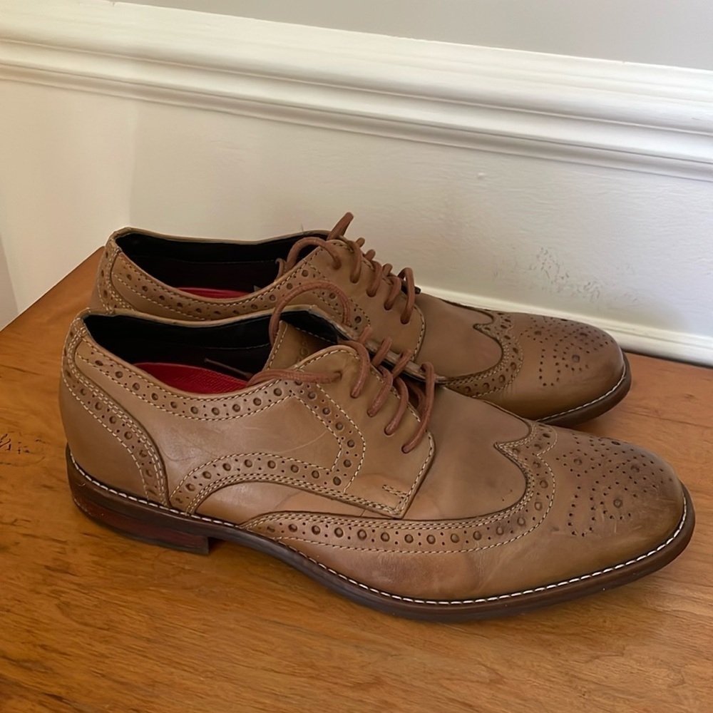 Rockport Tan Leather Oxford Wingtip Oxford Shoe Men Size 7 - Picture 2 of 6